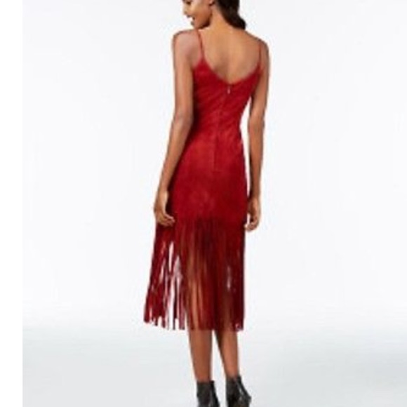 INC Faux suede fringe hem dress - Picture 4 of 5